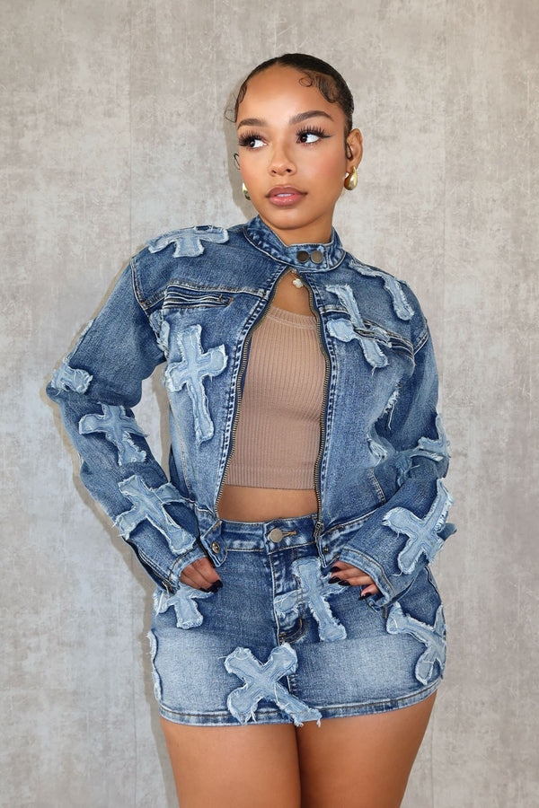 Cross Your Mind Denim Jacket Outerwear EDGE Small Vintage wash